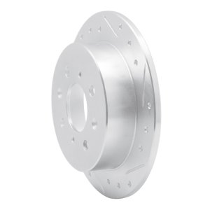 Acura Integra Brake Rotor (1) - Rear Right - R1 Concepts - Drilled & Slotted - Silver - `88-`01